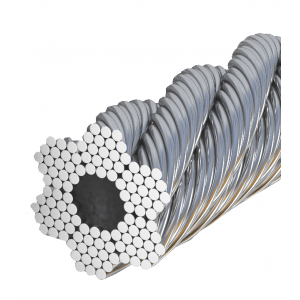 Канат стальной тройной свивки круглопрядный раскручивающийся комбинированный с металлическим сердечником 12х7 В ПК 14 мм ТУ 14-173-030-2015